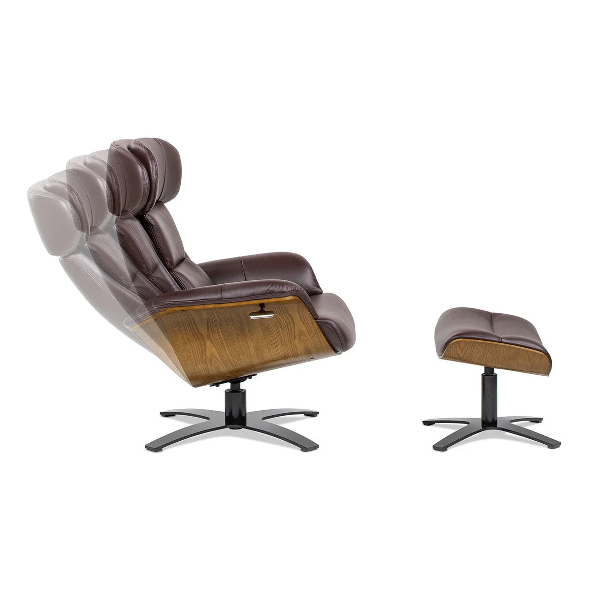 Jovan relaxfauteuil van echt leer van 31.5 met voetenbank