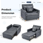 Fauteuil-lit réglable convertible 3-en-1, plusieurs couleurs, pour 1 personne