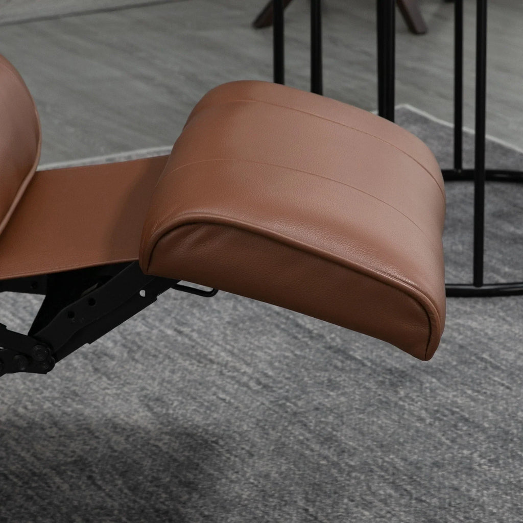 HomCom verstelbare handmatige relaxfauteuil van imitatieleer met draaivoet en comfortabele, ontspannende voetensteun