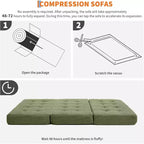 SunnyFurn drievoudig opvouwbaar matras en slaapbank van 6 Inch, opvouwbaar schuimrubberen logeerbed van 75X54.3 met geribde ribfluweelbekleding, draagbaar voor kamperen, woonkamer en slaapkamer