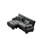 L-vormige loveseat, hoekbank van chenille met lendenkussens
