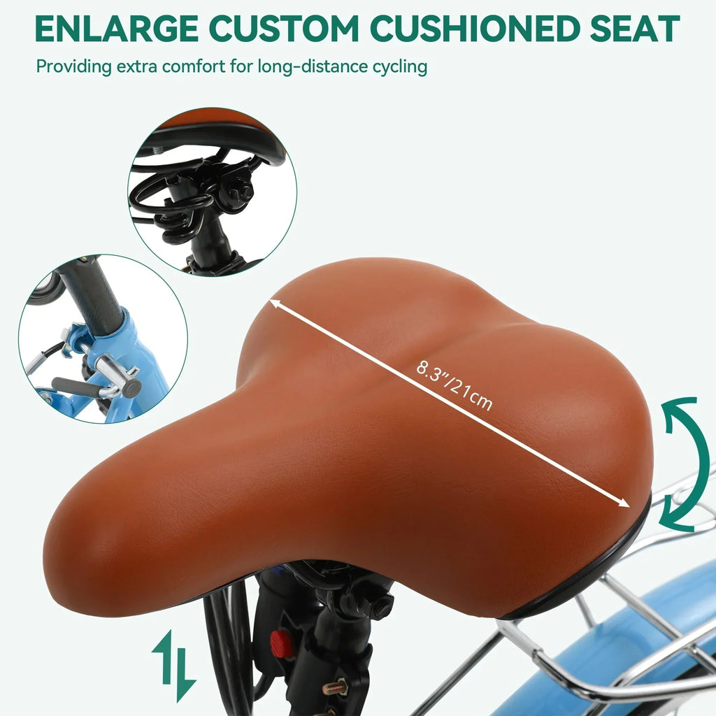 Moasis24/ 26 Cruiser-Fahrrad mit 7 Gängen, verstellbarer Tiefeinstieg, Pendlerfahrrad