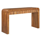 Console rustique Whisen, table d’entrée et table d’appoint avec façade de tiroir cannelée
