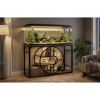 Aquarienunterschrank aus Metall für 55-75 Gallonen, robuster Fischbeckenständer mit Stauraumschrank, mehrstufiger Aquarienständer mit verstärkten Beinen, geeignet