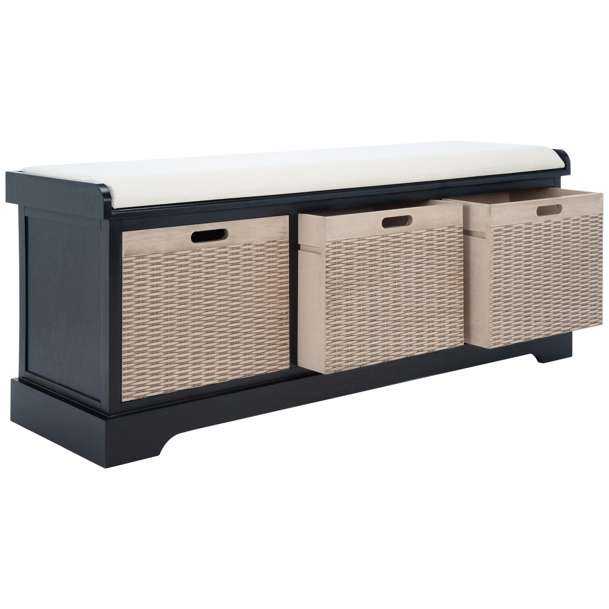 Banc de rangement SAFAVIEH Fiorello avec coussin et 3 tiroirs - 47.3 W x 15 L x 19 H - 47Wx15Dx19H