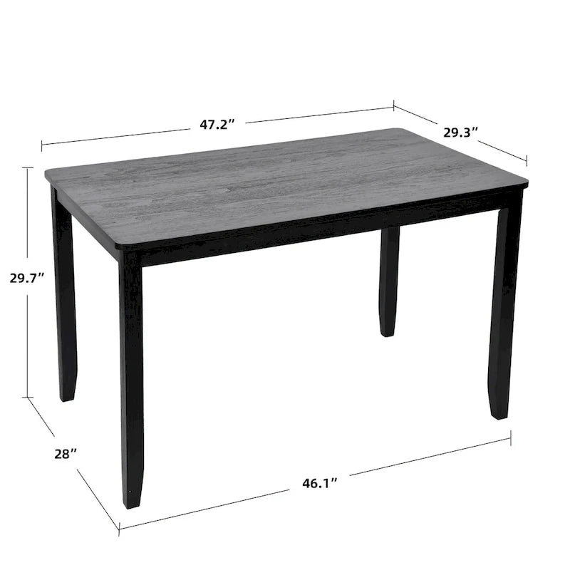 5-delige eethoek van massief hout met tafel van 47L (1 tafel + 4 stoelen met spijlenrugleuning)