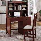 Moderner Schreibtisch aus Holz fürs Homeoffice von Okak mit Tischplatte, Stuhl und Bücherregal, Schreibtisch mit Stauraum für Jugendliche und Studierende zum Lernen und Arbeiten