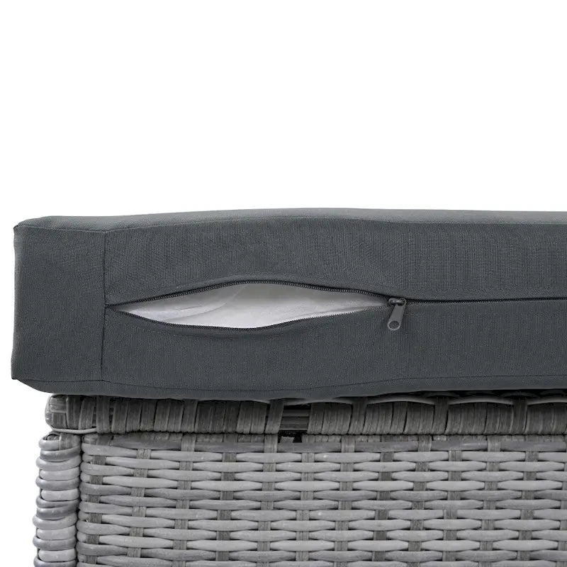 Tuinmeubelset van rotan met verstelbare tafel, verstelbare fauteuils en 2 voetenbanken