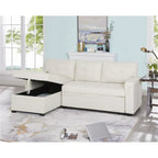 Canapé d’angle convertible et réversible avec lit escamotable, méridienne avec rangement dissimulé et pieds robustes
