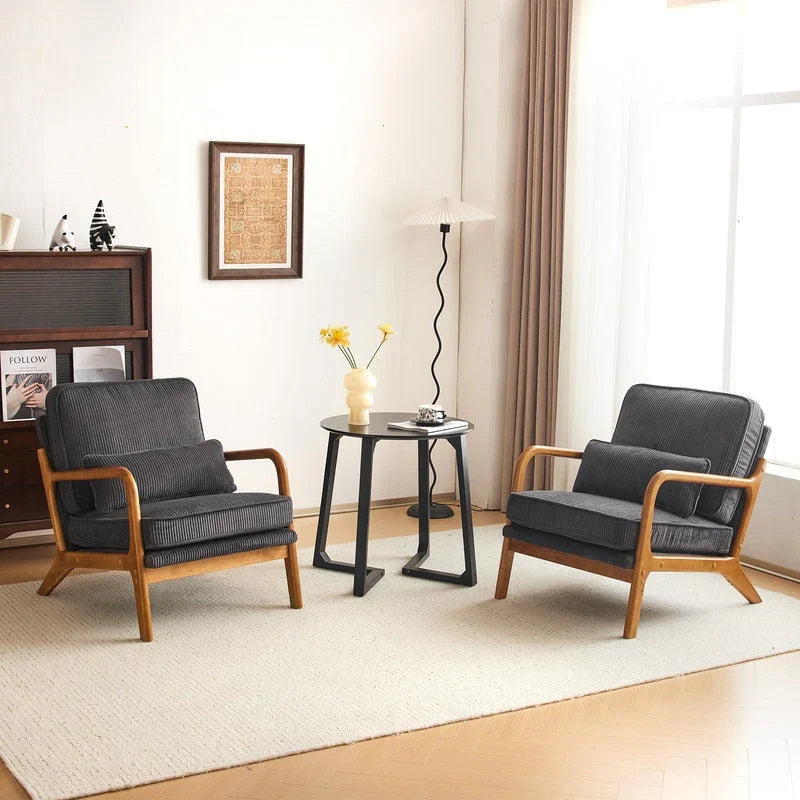 Tapicerowany fotel akcentowy w stylu mid-century modern
