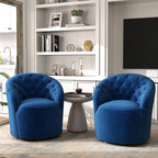Lot de 2 fauteuils tonneaux modernes pivotants à 360 degrés, revêtement en velours et dossier capitonné à boutons SEYNAR