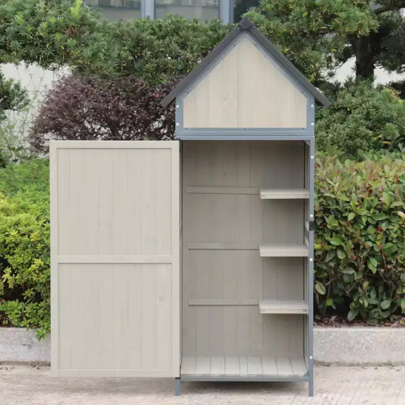 Opberghuisje voor buiten met vloer, tuingereedschapsschuur van 68 inch hoog met verstelbare planken