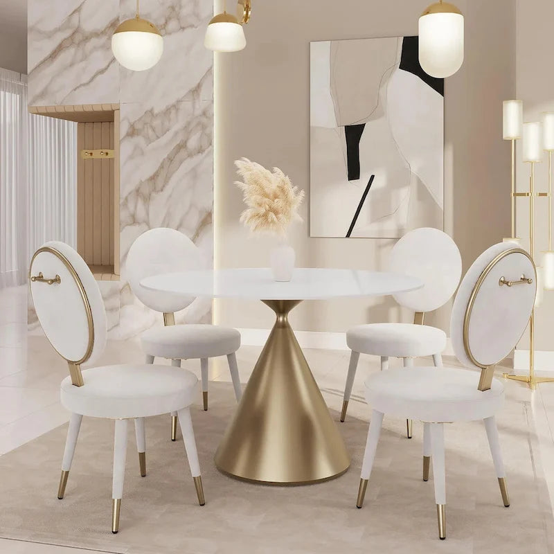 Ensemble de table à manger ronde et de chaises de luxe moderne Morden Fort, 5 pièces