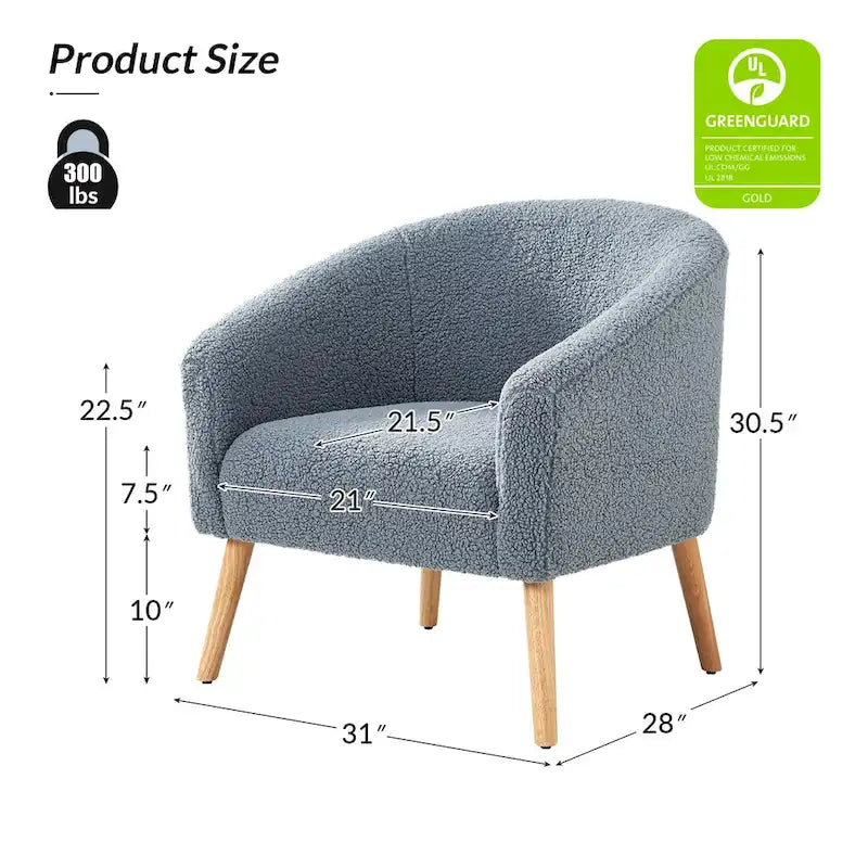 Moderne Sheila-fauteuil van bouclé met een breedte van 30 W en poten van massief hout, set van 2, van HULALA HOME