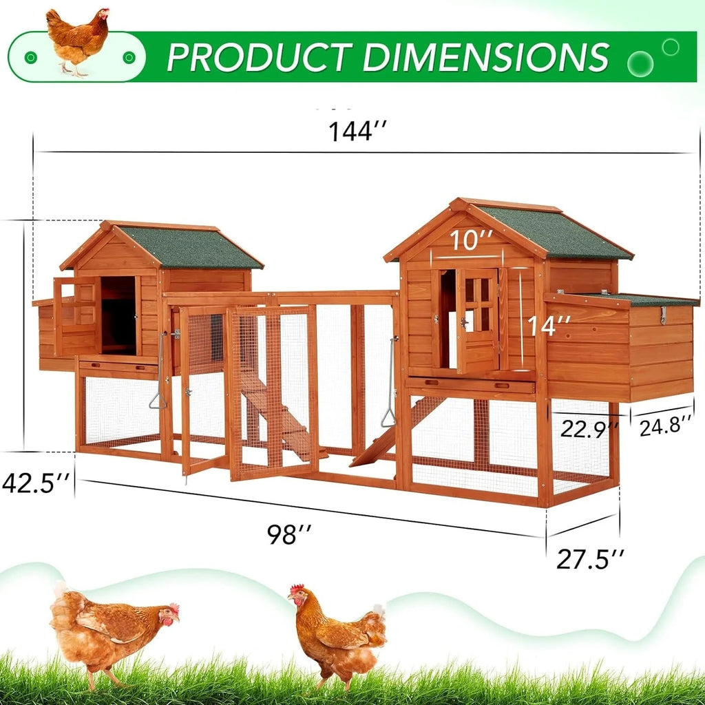 Grand poulailler en bois AECOJOY de 144' avec enclos