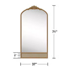 Miroir mural de 37 in. W x 71 in. H avec cadre en bois à arche classique sculptée et partie inférieure en rotin, marron