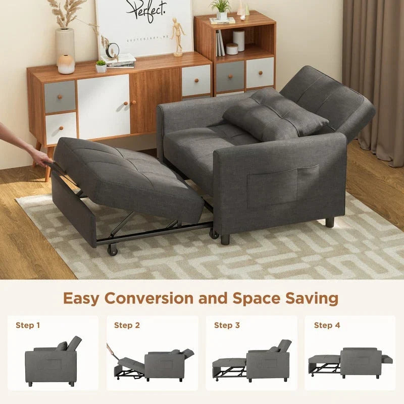 Canapé-lit convertible 3 en 1 avec réglage ajustable, fauteuil-canapé avec lit escamotable, lit pliant convertible pour le salon