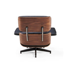 Moderne leren loungestoel met armleuningen, mid-century-stijl