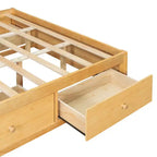 Whisen Queen Platform Bed Frame with 4 Storage Drawers and Footboard Storage
