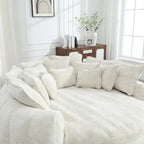 Comfortabele tweezits slaapbank met afgeronde rugleuning, extra grote slaapbank met armleuningen
