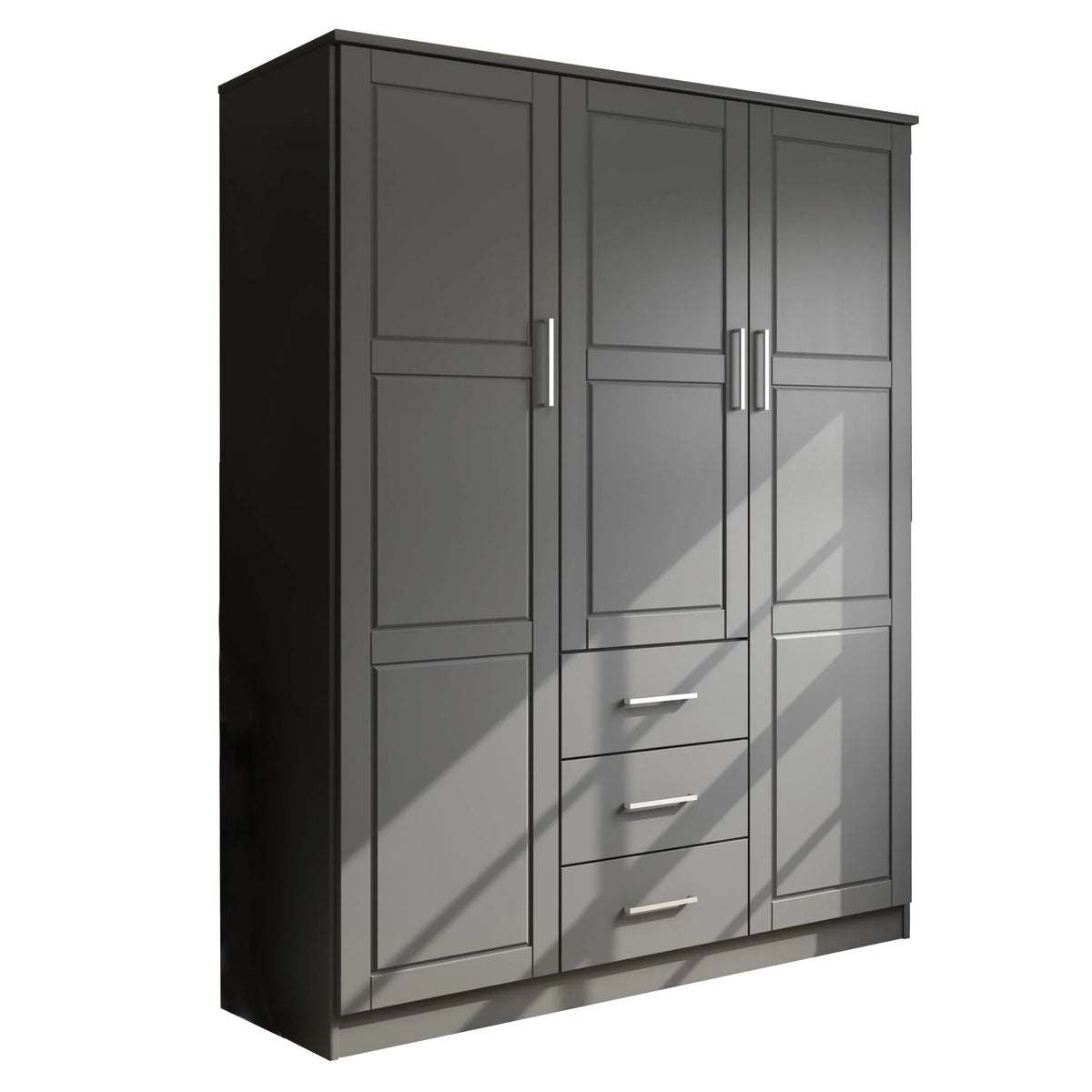 Palace Imports Cosmo-kledingkast met 3 deuren van 100% massief hout, met deuren van massief hout of spiegeldeuren