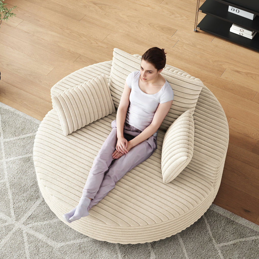 Draaifauteuil voor één persoon van corduroy, chenille en schuim