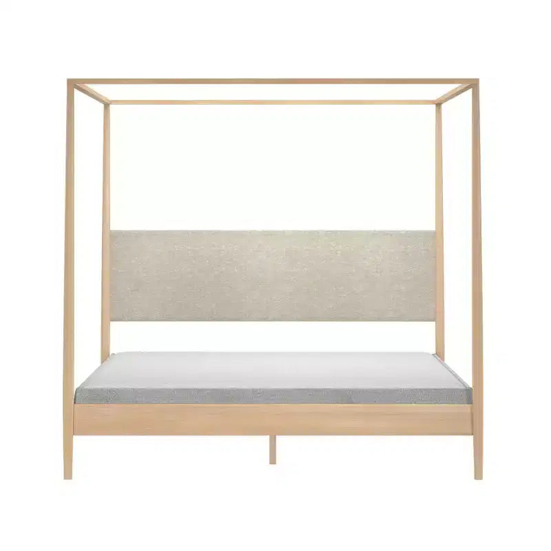Harbor hemelbed voor kingsize bedden met gestoffeerd hoofdbord, blond/Swiss Coffee (MD2411-01)