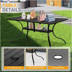 SUNCROWN 5-/7-teiliges Esstischset aus Stahl für die Terrasse, Metalltisch mit Lamellen und stapelbare Stühle, pulverbeschichtetes Gestell