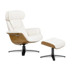 Jovan relaxfauteuil van echt leer van 31.5 met voetenbank