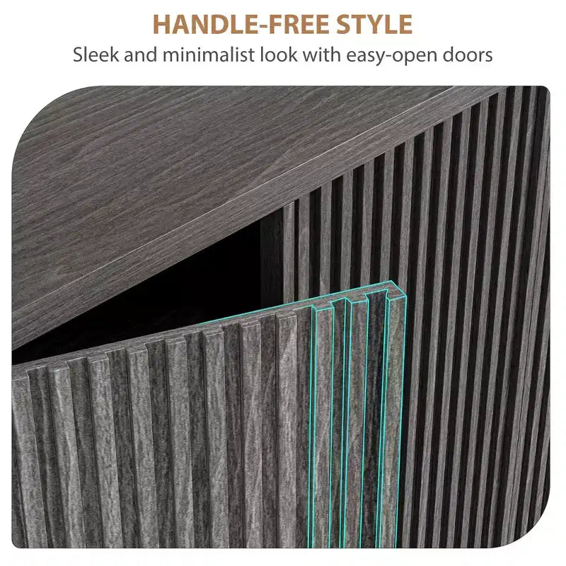 Meuble à chaussures avec portes cannelées et étagères réglables pour l’entrée ou le salon