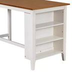 Homy Casa 5-Piece Counter-Height Dining Table and Chairs Set with Storage Shelves, White and Walnut  Modern Farmhouse Style