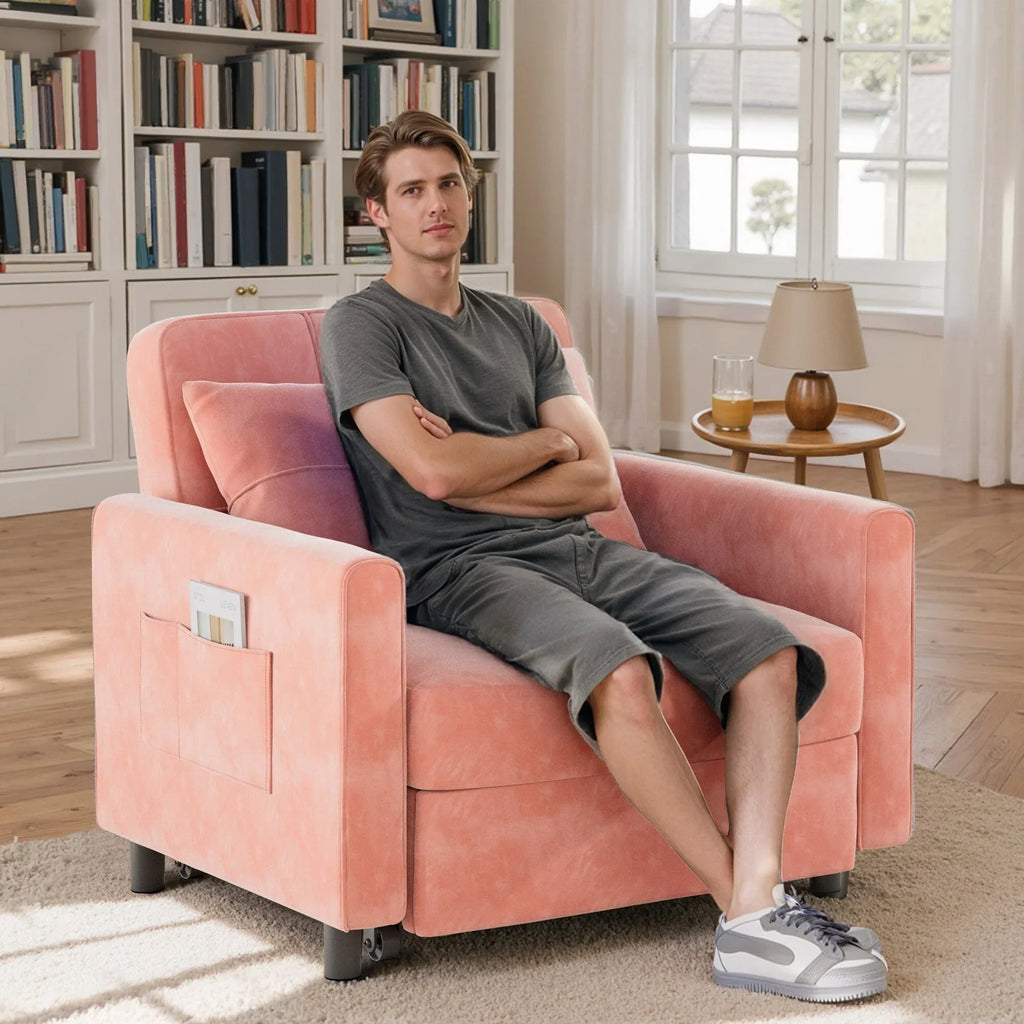 Canapé-lit convertible 3 en 1 avec réglage ajustable, fauteuil-canapé avec lit escamotable, lit pliant convertible pour le salon