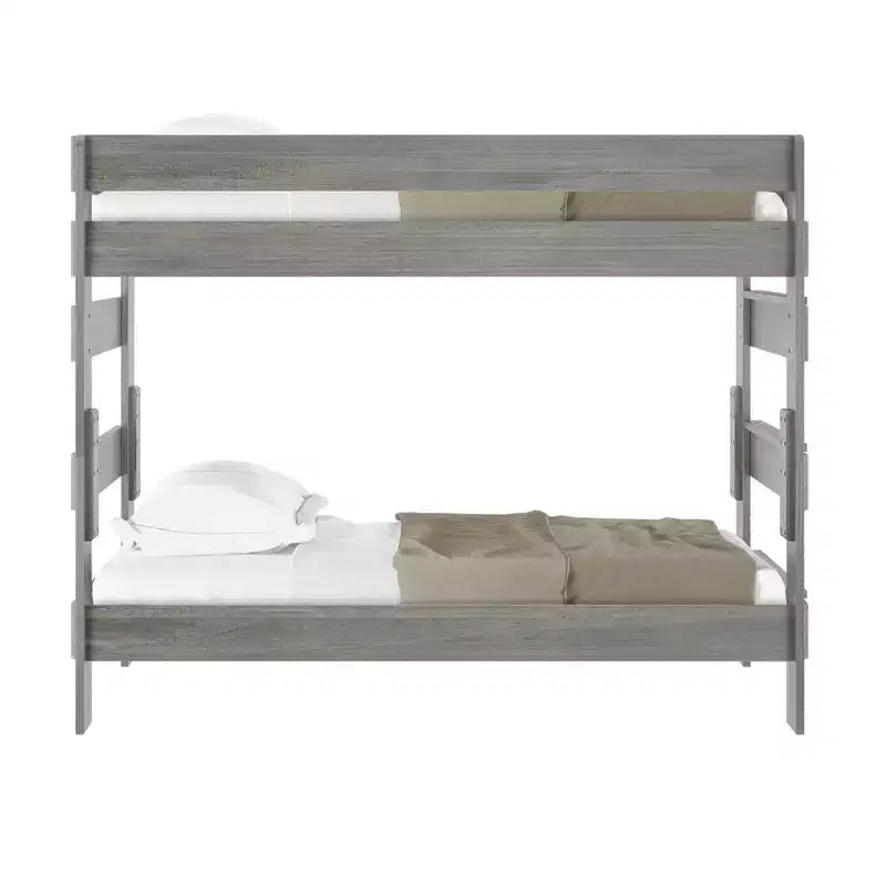 Plank+Beam massief houten stapelbed in landelijke stijl, voor volwassenen, met twee eenpersoonsbedden