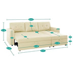Canapé d’angle convertible et réversible avec lit escamotable, méridienne avec rangement dissimulé et pieds robustes