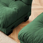 L-vormige loveseat, hoekbank van chenille met lendenkussens