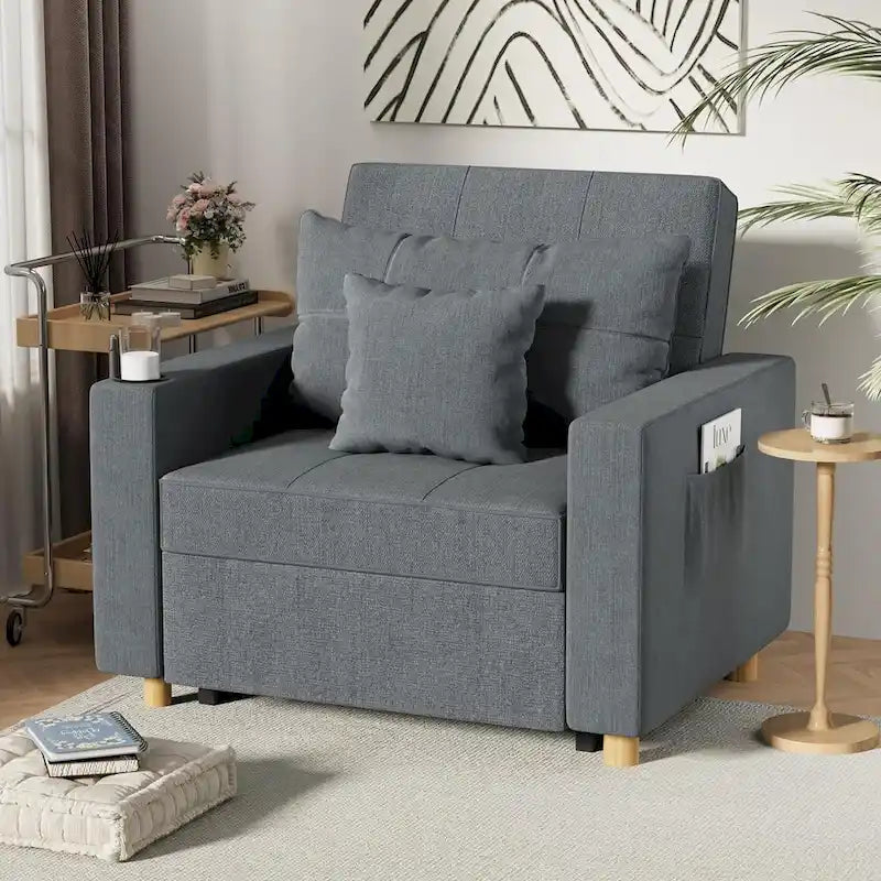 Fauteuil-lit réglable convertible 3-en-1, plusieurs couleurs, pour 1 personne