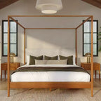 Harbor hemelbed voor kingsize bedden met gestoffeerd hoofdbord, blond/Swiss Coffee (MD2411-01)
