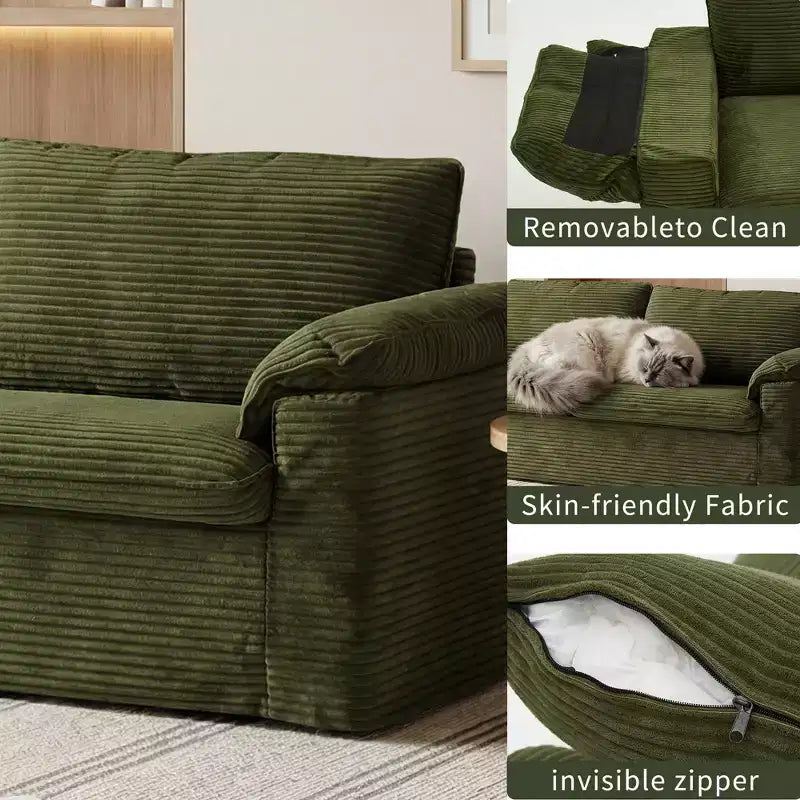 Dyonery 86 Cloud 2-Sitzer-Sofa, tiefe Sitzfläche und breite Armlehnenkissen, stabiler Rahmen, atmungsaktives ergonomisches Design