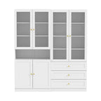 Famapy Combo Glass Doors Display Cabinet Bookshelf Organizer Pantry