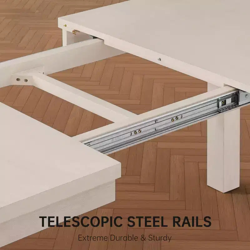 Moderne eetset - 80 tafel + 6 gestoffeerde stoelen, massief houten frame, tafelcapaciteit van 400 lbs, eenvoudig te monteren
