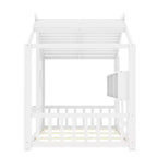 Eenpersoons-/tweepersoonsbed in huisvorm met platformbedframe, peuterbed op de vloer, Montessori-bed voor kinderen, speelhuisbed met opbergplank - ModernLuxe