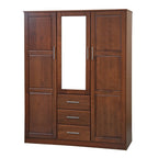 Palace Imports Cosmo-kledingkast met 3 deuren van 100% massief hout, met deuren van massief hout of spiegeldeuren