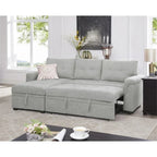 Canapé d’angle convertible et réversible avec lit escamotable, méridienne avec rangement dissimulé et pieds robustes