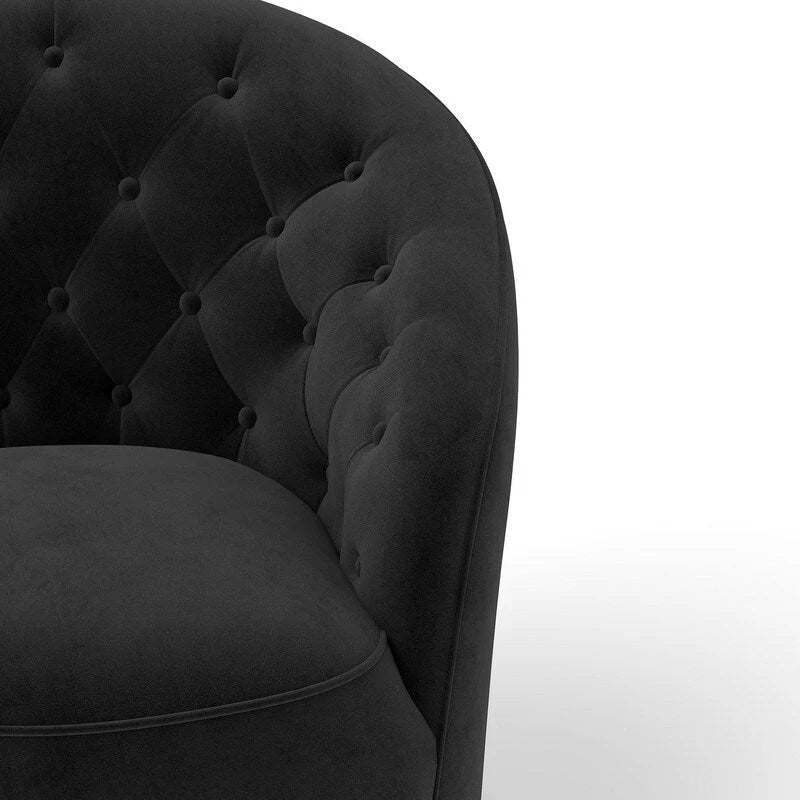 Lot de 2 fauteuils tonneaux modernes pivotants à 360 degrés, revêtement en velours et dossier capitonné à boutons SEYNAR