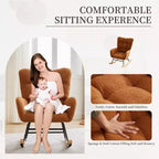 Fauteuil à bascule pour chambre de bébé, fauteuil à glissière pour le salon et l'allaitement, fauteuils d'appoint confortables pour chambre, fauteuils d'intérieur rembourrés en peluche effet teddy