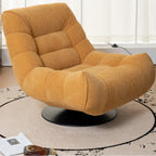 Fauteuil d'appoint pivotant en tissu chenille jaune capitonné