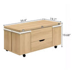 Multifunktionaler moderner Couchtisch mit Hubplatte und verstecktem Stauraum, 4 Hockern und Rollen, perfekt für moderne Wohnräume