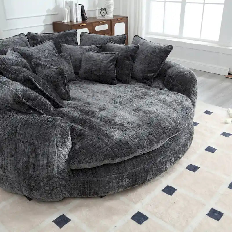 Comfortabele tweezits slaapbank met afgeronde rugleuning, extra grote slaapbank met armleuningen