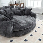 Comfortabele tweezits slaapbank met afgeronde rugleuning, extra grote slaapbank met armleuningen