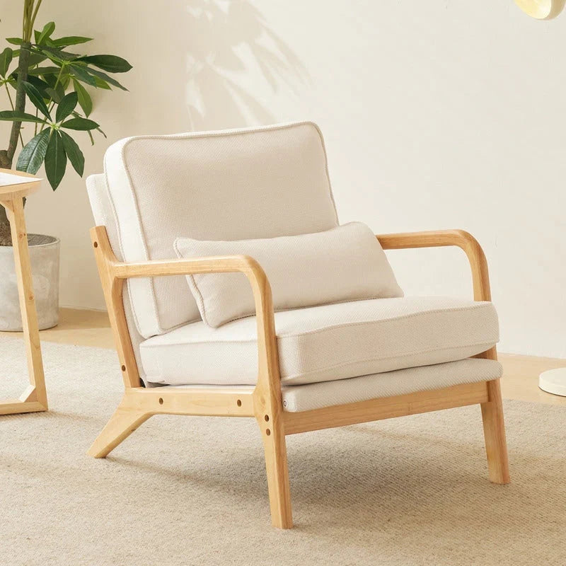 Tapicerowany fotel akcentowy w stylu mid-century modern